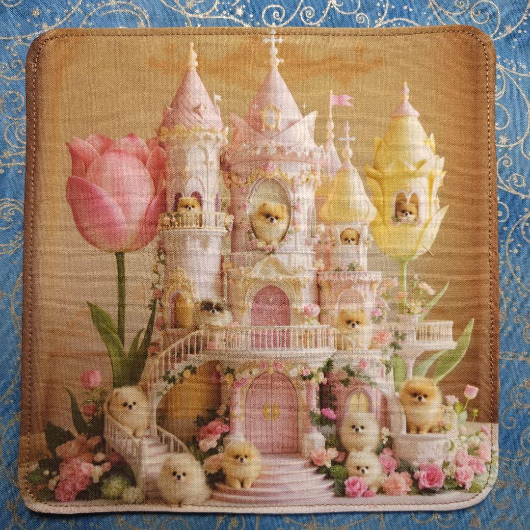 yourelia 　4重ハンカチ　ポメラニアン柄