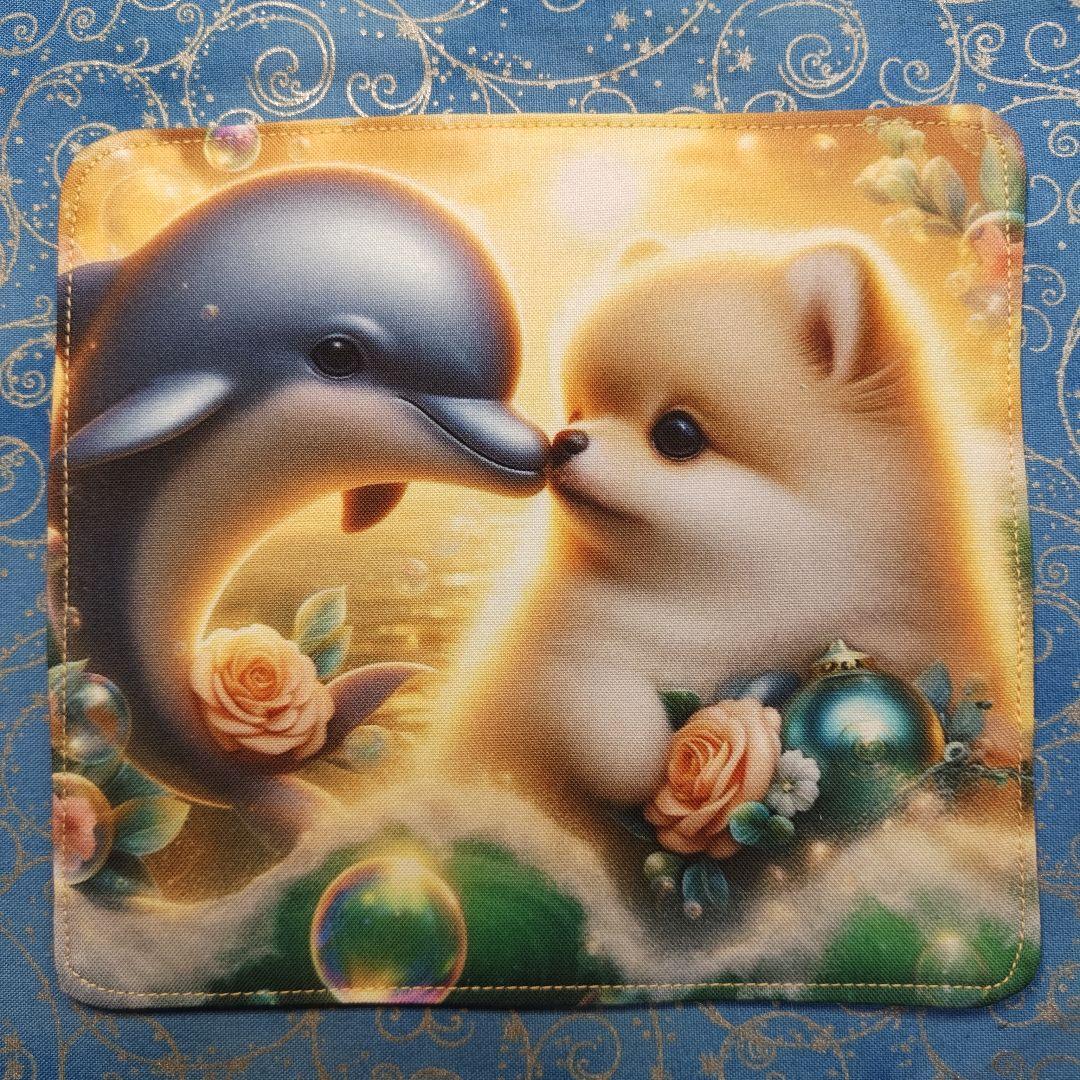 yourelia 　4重ハンカチ　ポメラニアン柄