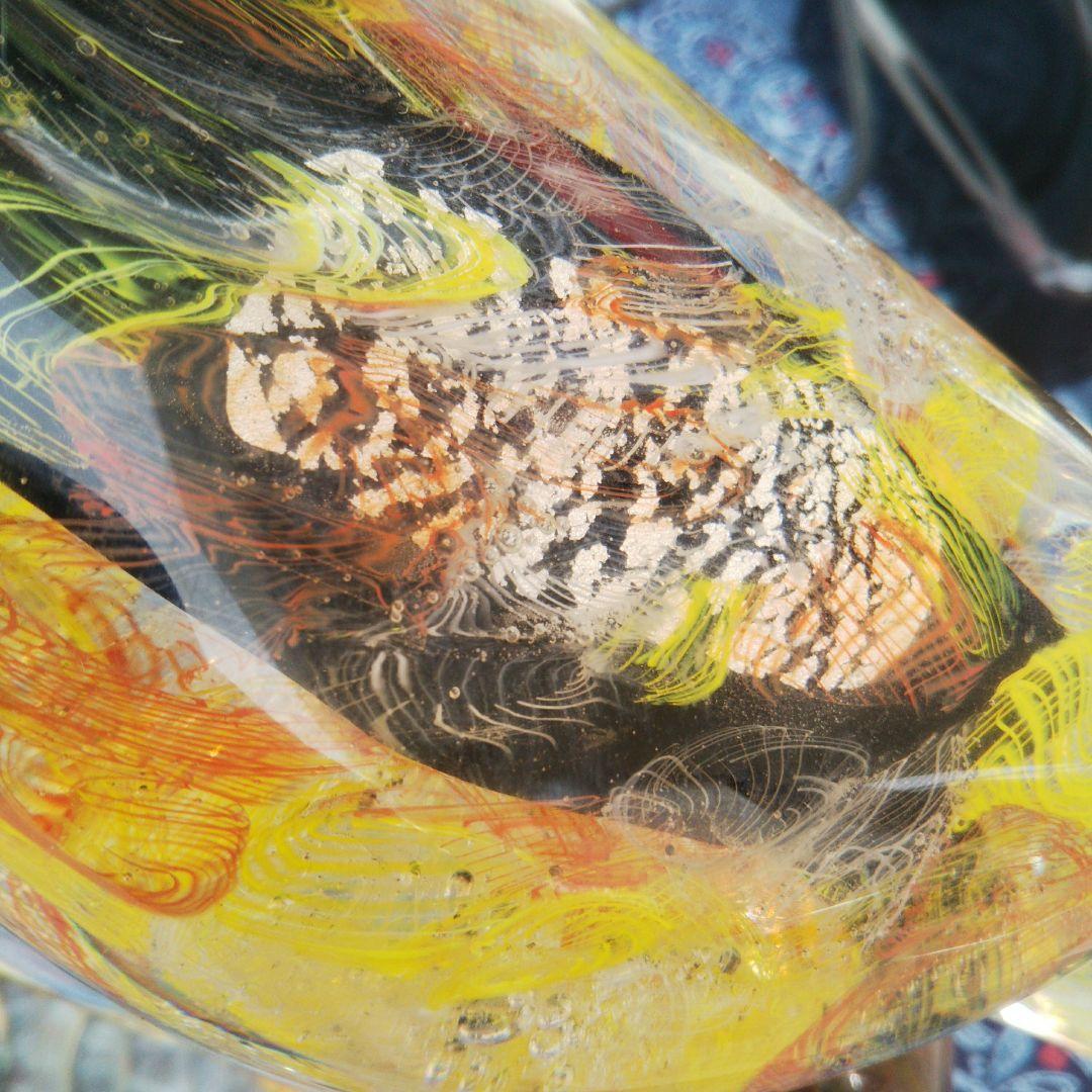 極彩色、ガラス工芸品 、鳥の置物※ ガラス細工  レトロ  ヴィンテージ