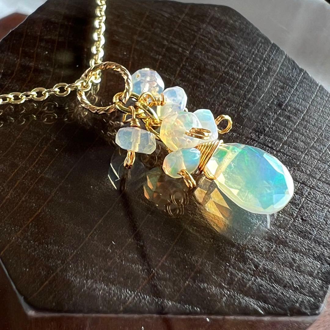 よっしー様おまとめ334.宝石質エチオピアオパール*14kgfネックレス