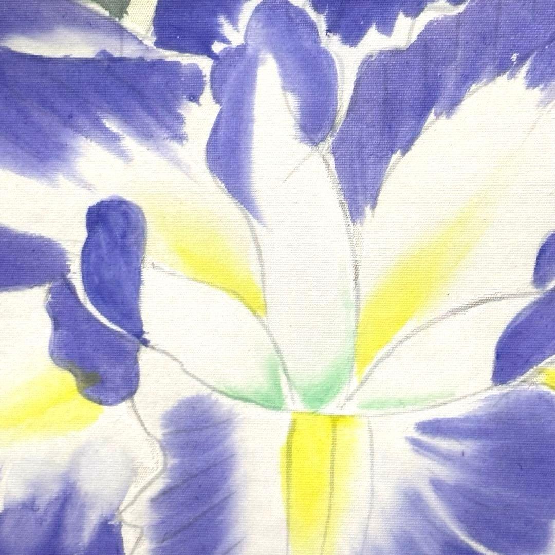 2111様感謝‼️掛軸　絹本肉筆「菖蒲 」清泰　作　掛け軸1幅　署名落款箱書桐箱入