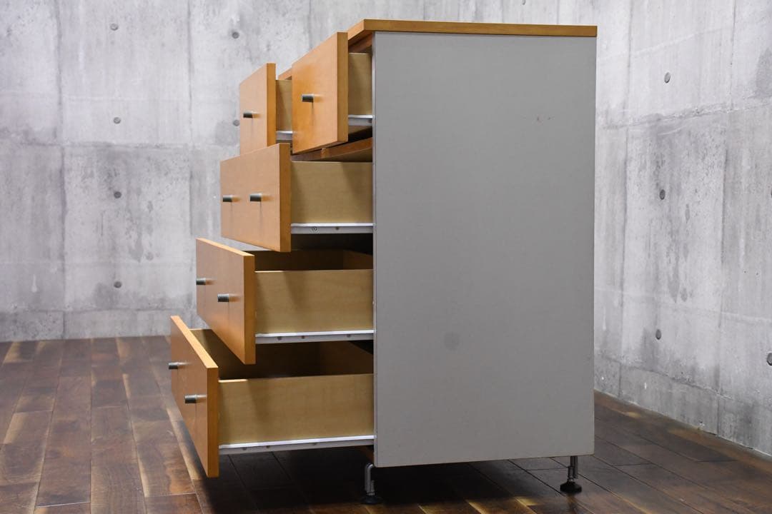 FCC6 無印良品 MUJI 廃盤モデル 木製チェスト ワイド4段 メープル材