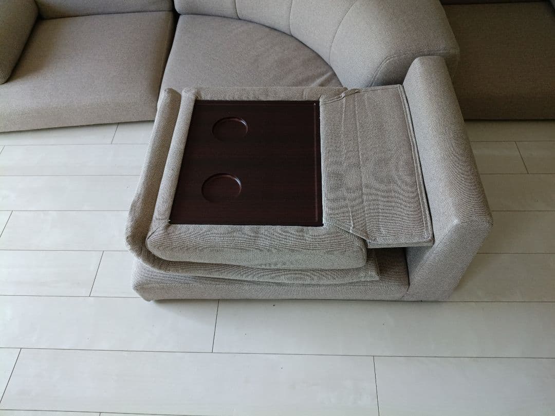 L字型ベージュファブリックソファ　ニトリ