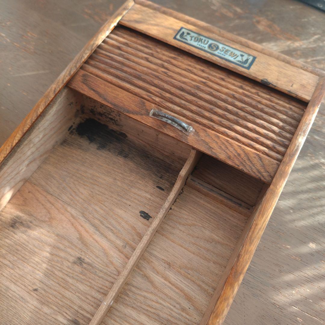 アンティーク　蛇腹ケース　硯入れ　木製トレー　シャッターケース