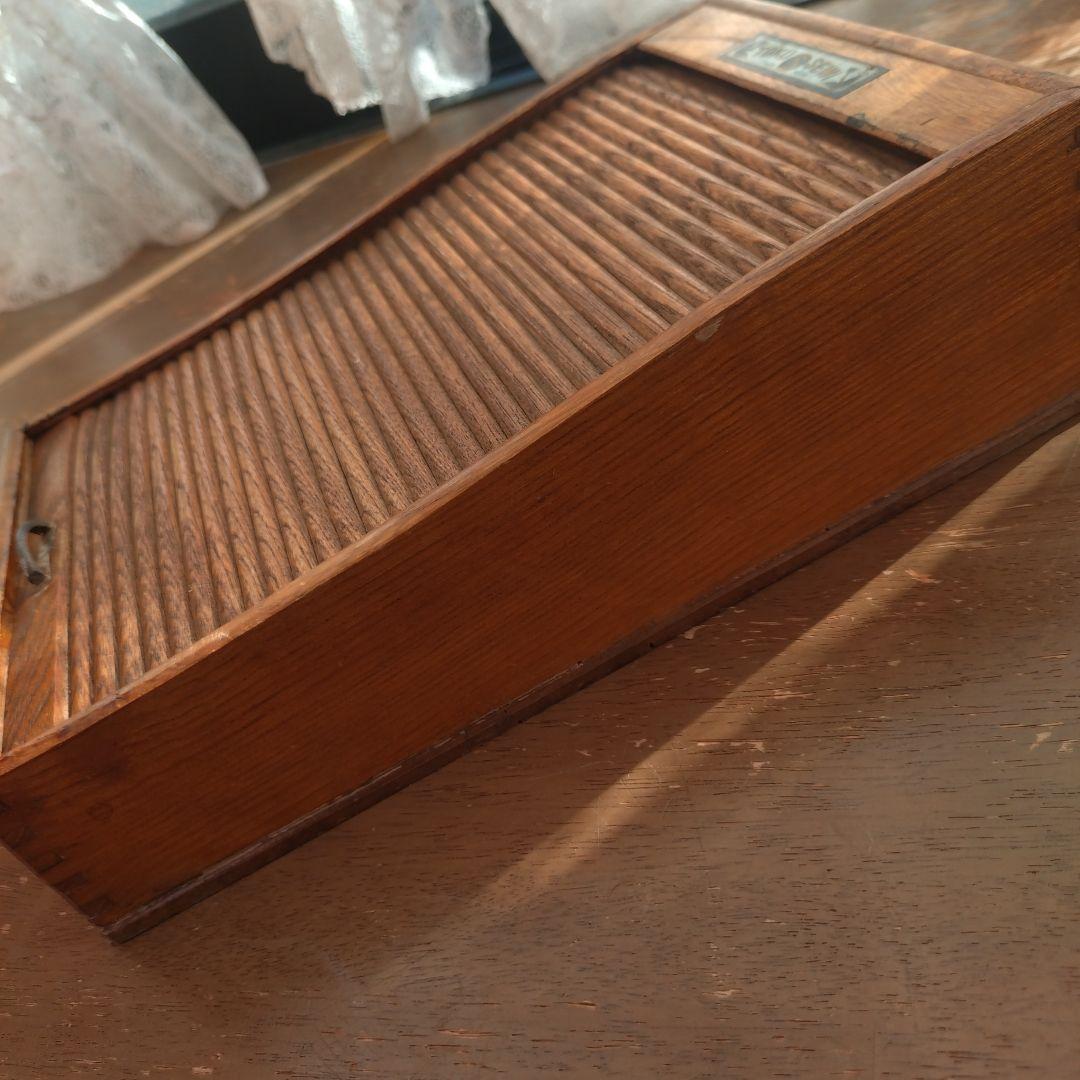 アンティーク　蛇腹ケース　硯入れ　木製トレー　シャッターケース