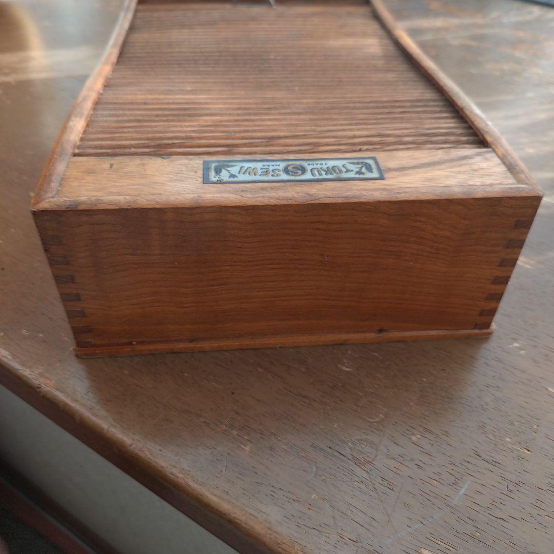 アンティーク　蛇腹ケース　硯入れ　木製トレー　シャッターケース