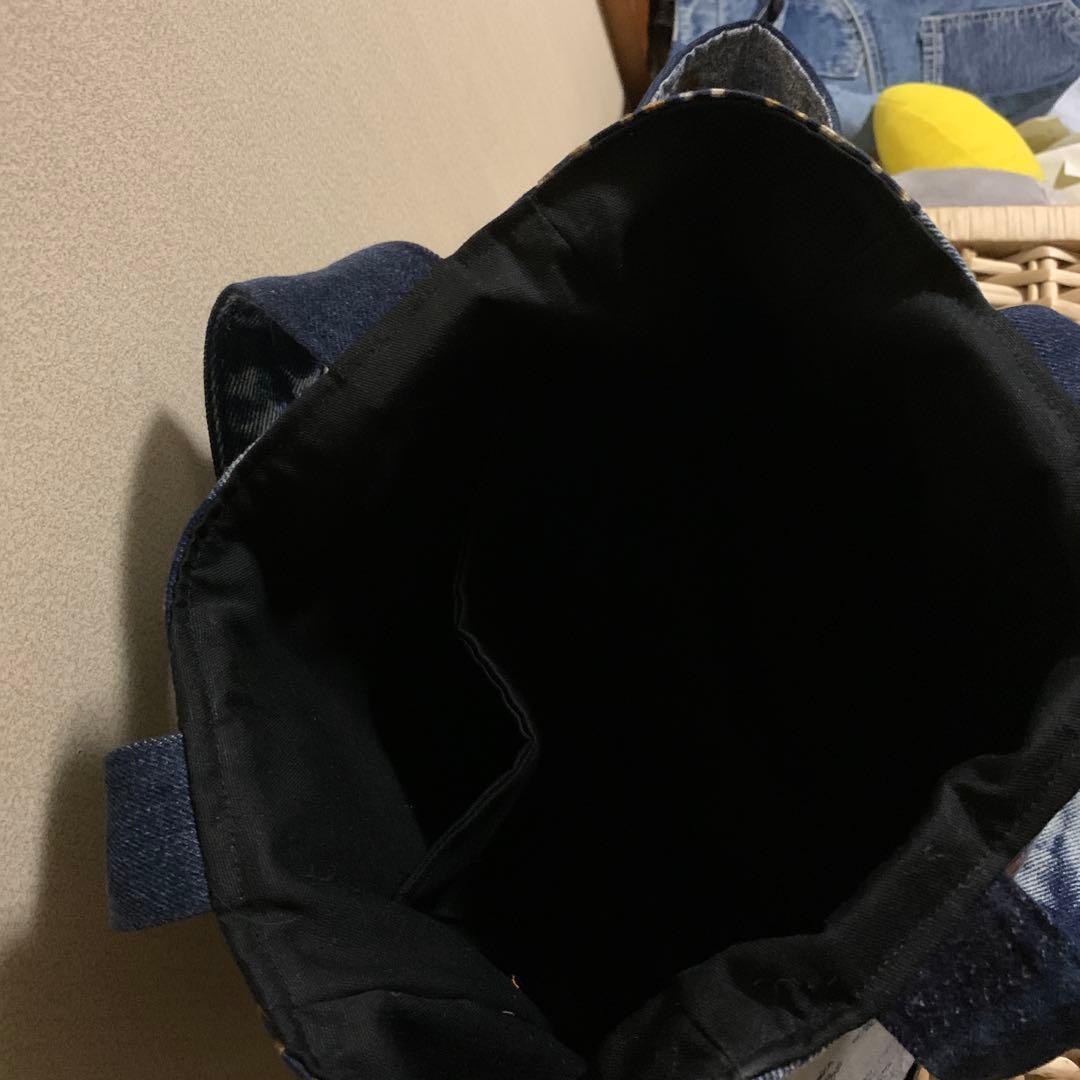 1885【れお】(くったり)まんまるトートバッグ(M)デニムリメイク