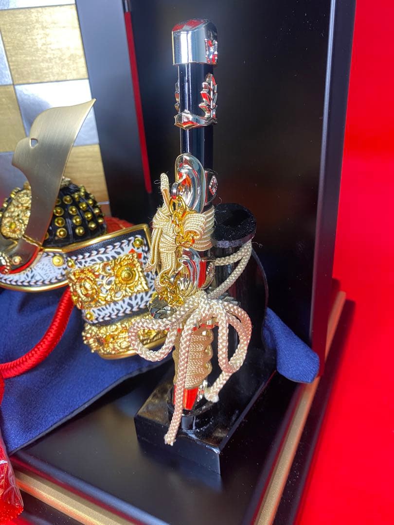 東京久月　五月人形　兜飾り平飾りセット　正絹糸　コンパクトサイズ