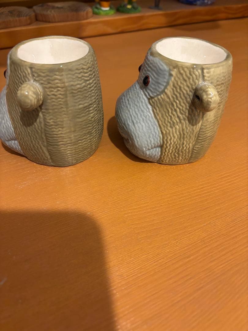 猿の顔 陶器 置物 2個セット