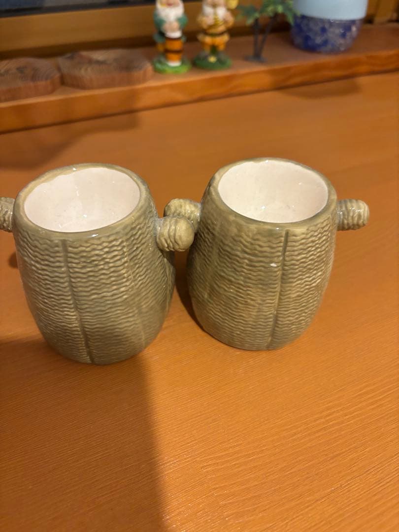 猿の顔 陶器 置物 2個セット