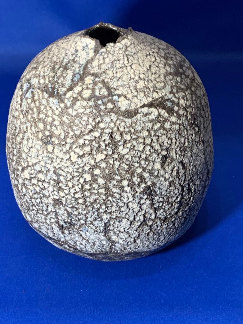 母のお茶道具　創作飾り壺　見た事のない作風　作者読めず　径150xH190mm