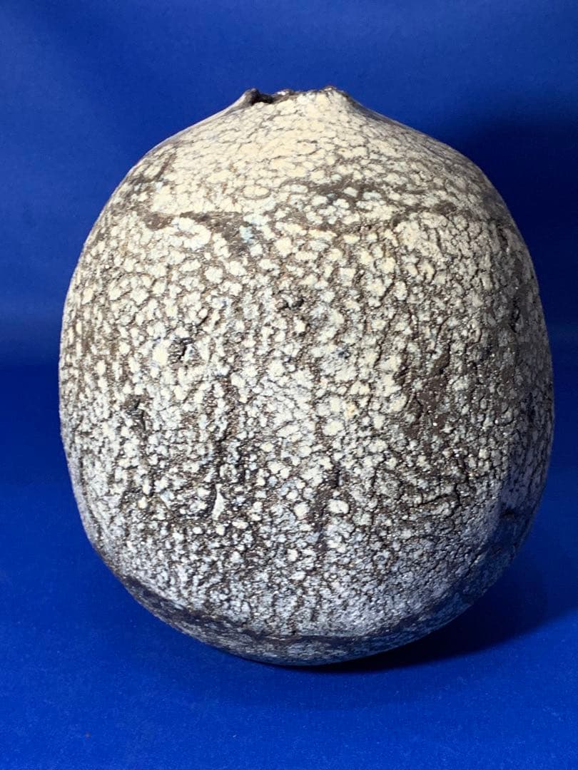 母のお茶道具　創作飾り壺　見た事のない作風　作者読めず　径150xH190mm