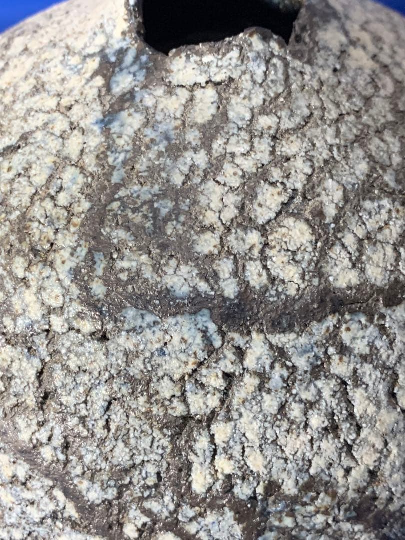 母のお茶道具　創作飾り壺　見た事のない作風　作者読めず　径150xH190mm