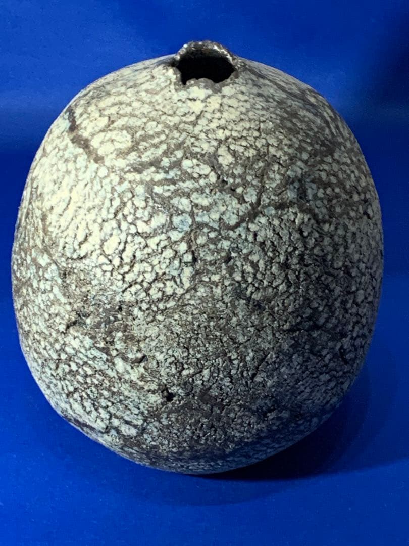 母のお茶道具　創作飾り壺　見た事のない作風　作者読めず　径150xH190mm