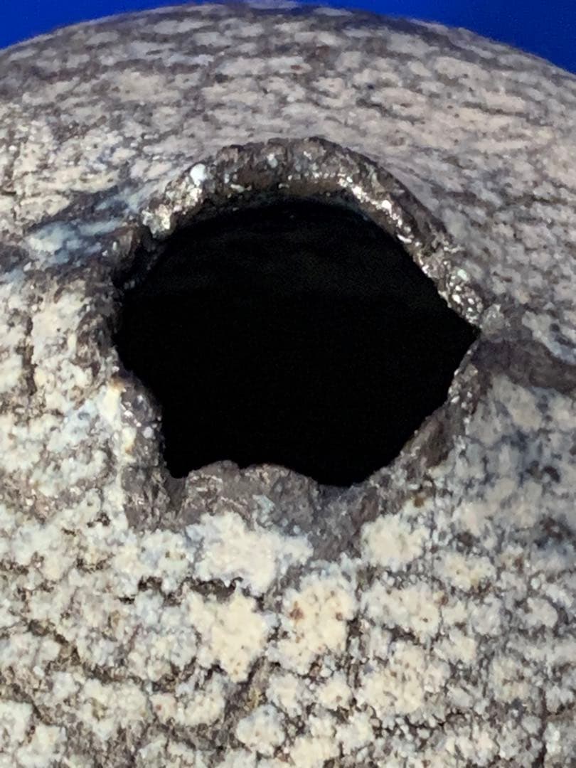 母のお茶道具　創作飾り壺　見た事のない作風　作者読めず　径150xH190mm