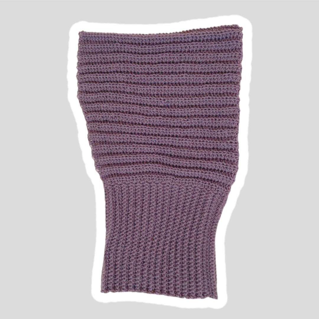 バラクラバ　パープル　手編み　フード付きネックウォーマー　男女兼用　no.91