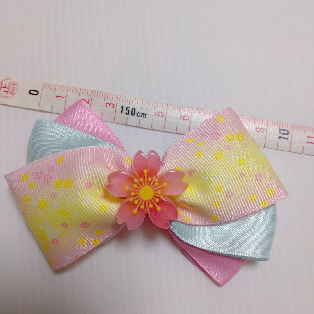 確認　ヘアゴム　ヘアリボン　651　小花　ピンク　桜
