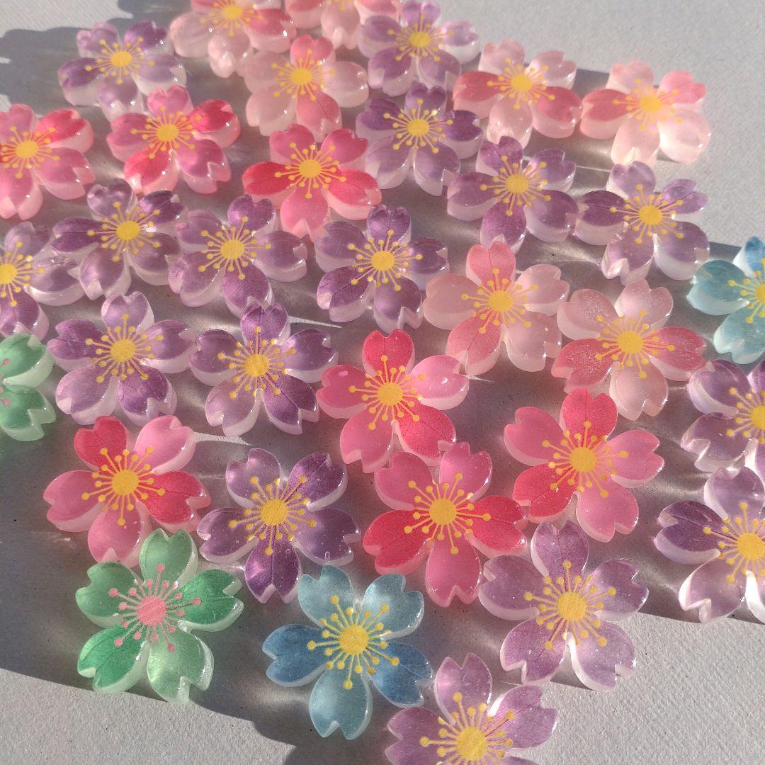 確認　ヘアゴム　ヘアリボン　651　小花　ピンク　桜