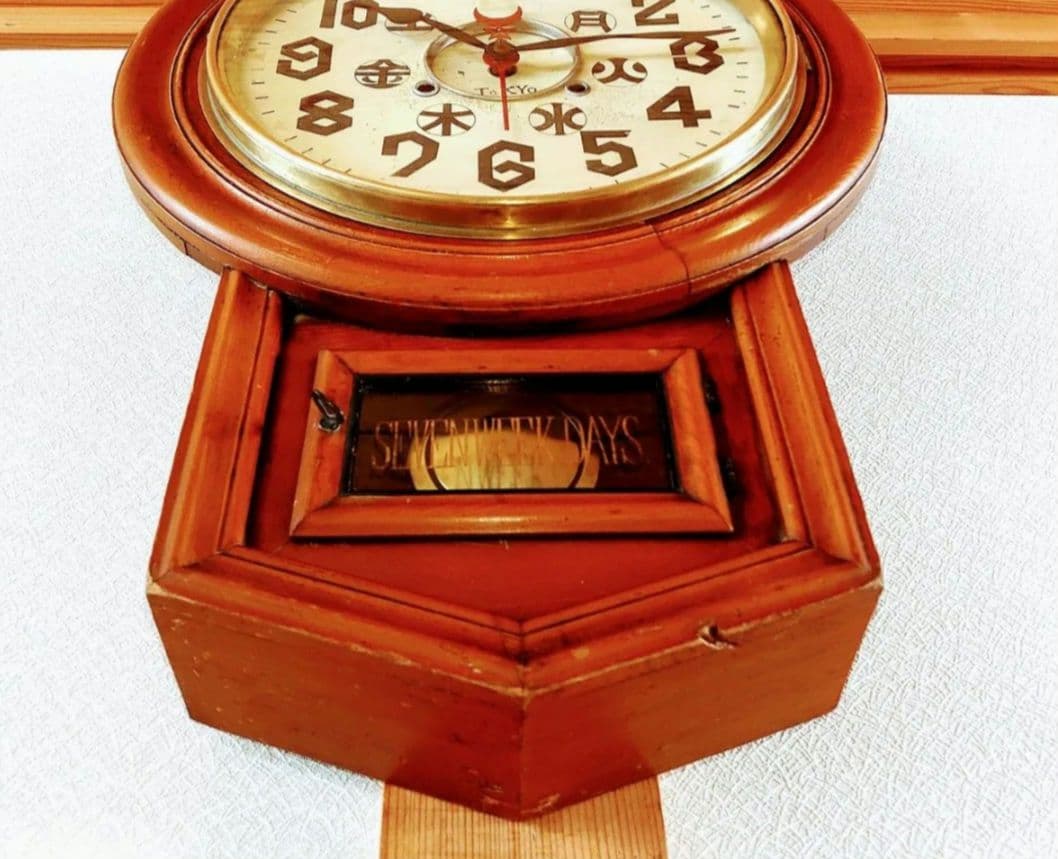 〈完動美品〉赤星時計　総欅造り ゼンマイ振り子時計　 古時計 アンティーク
