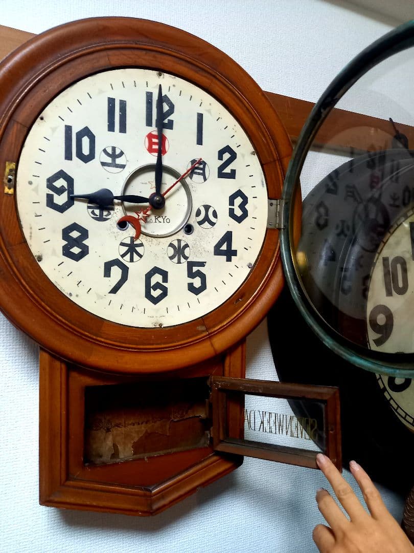 〈完動美品〉赤星時計　総欅造り ゼンマイ振り子時計　 古時計 アンティーク