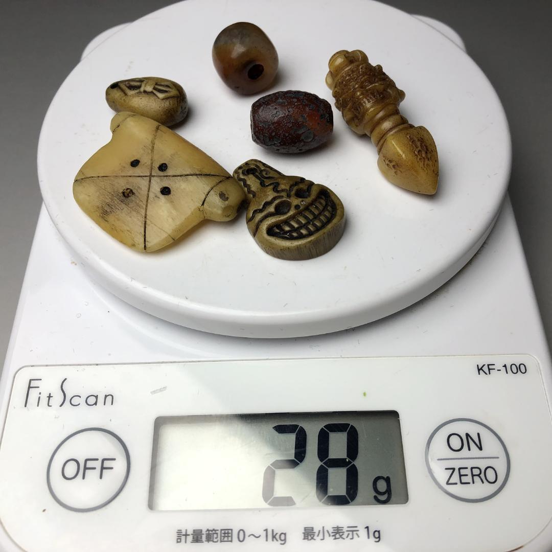 呪物　チベット天珠・カパラ・頭蓋骨モチーフ　根付　クマントーン　プラクルアン