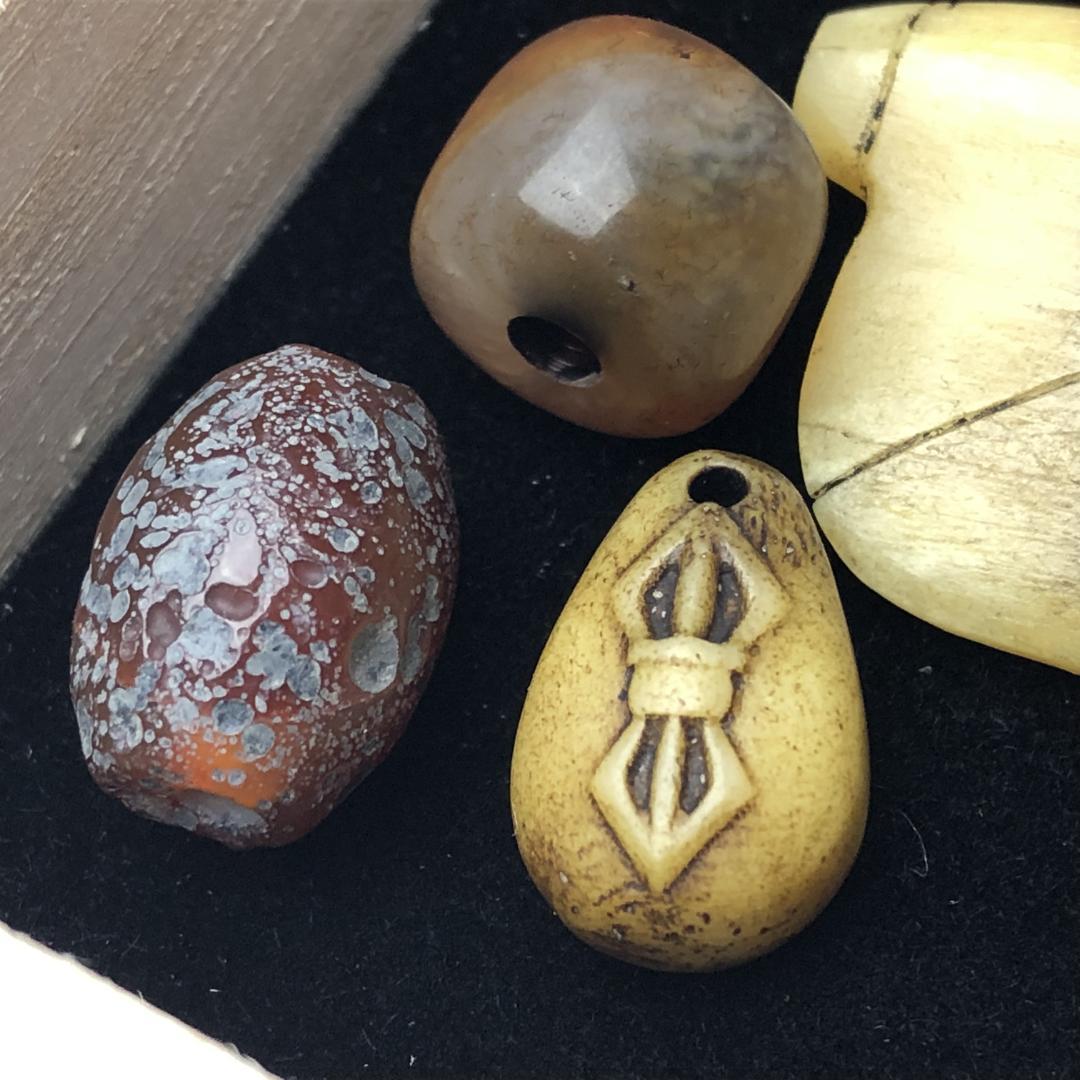 呪物　チベット天珠・カパラ・頭蓋骨モチーフ　根付　クマントーン　プラクルアン