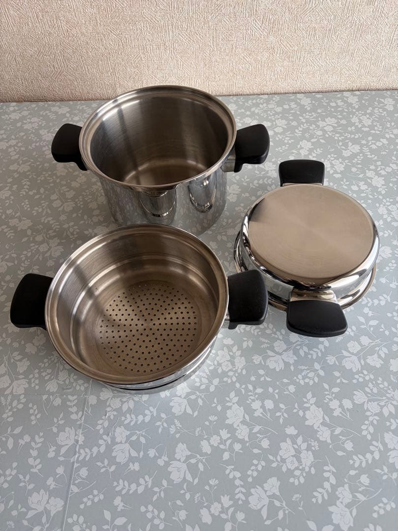 Amway Queen アムウェイ クィーン 4Lシチュー鍋 蒸し器付き18/8