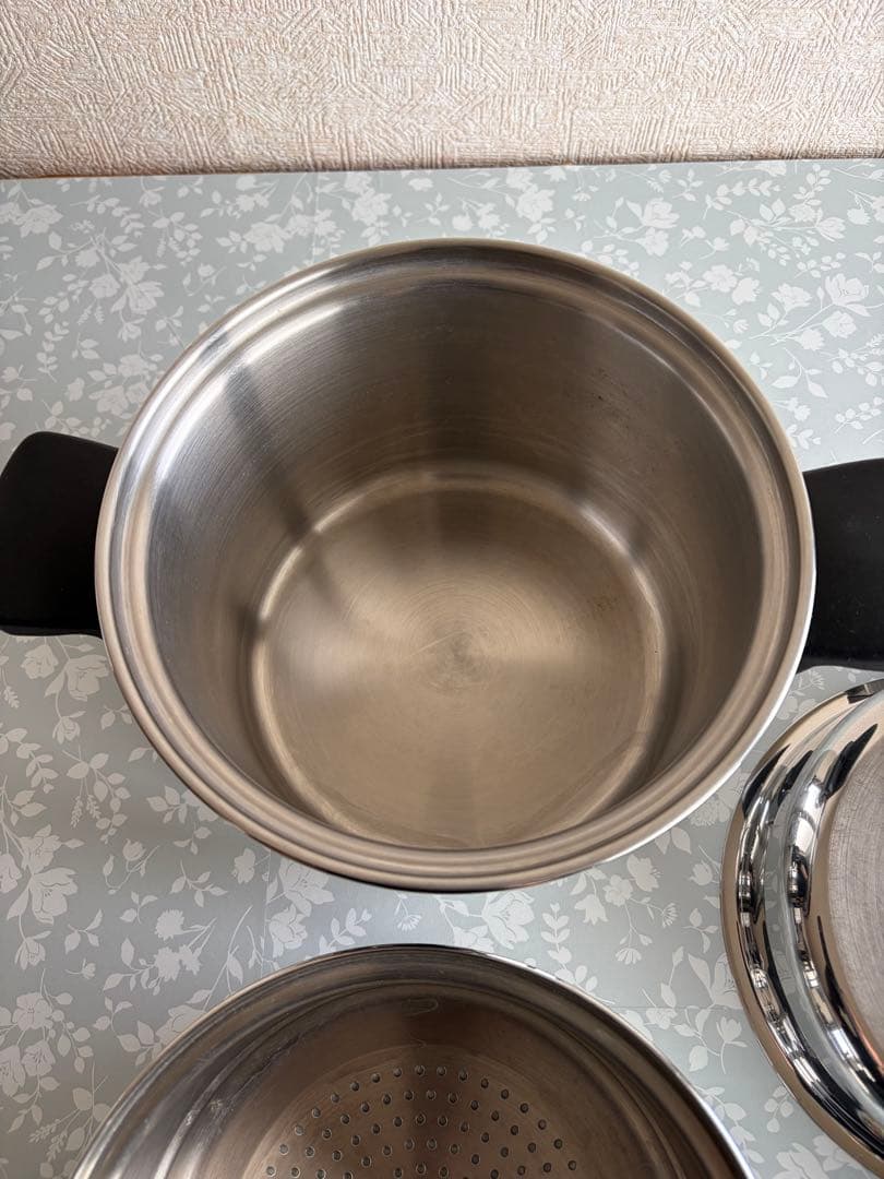 Amway Queen アムウェイ クィーン 4Lシチュー鍋 蒸し器付き18/8