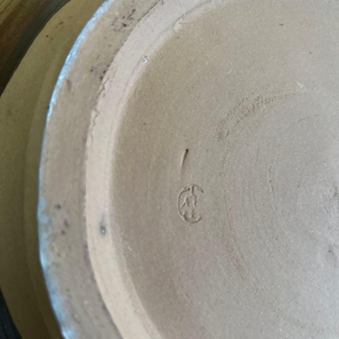 小鹿田焼き 刷毛目 放射状線模様の特大皿