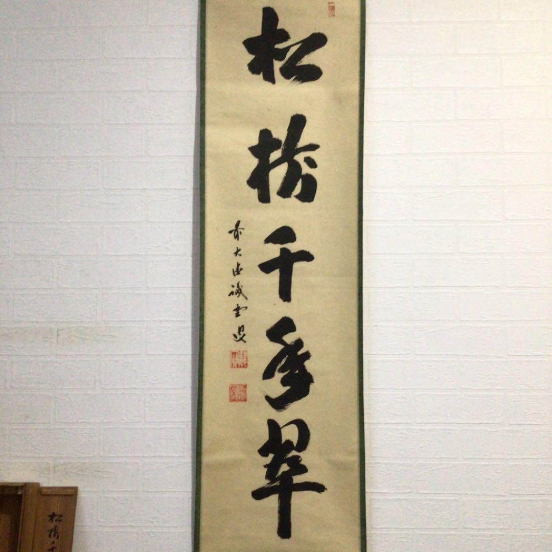 Ｃ４２０　掛軸　大徳寺　藤井誡堂　『松樹千年翠』　共箱　『真作』　肉筆　一行書