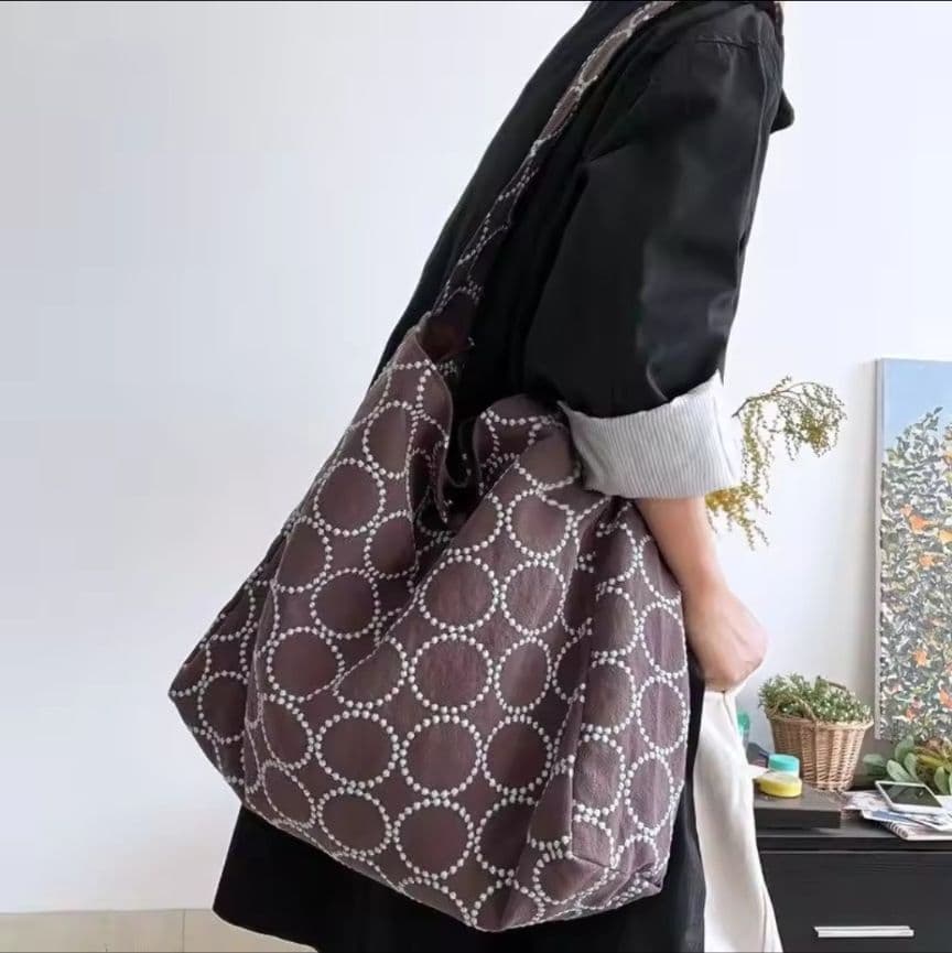 ハンドメイド　ショルダー　ボディバッグ　ブラウン×ブルーグレーミナペルホネン