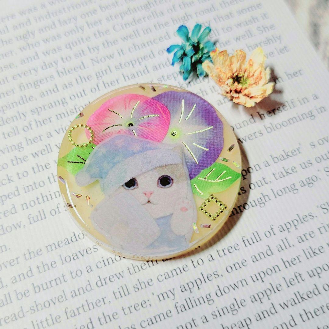 No.121❤猫❤朝顔❤おはよ～❤レジン❤ヘアゴム ブローチ