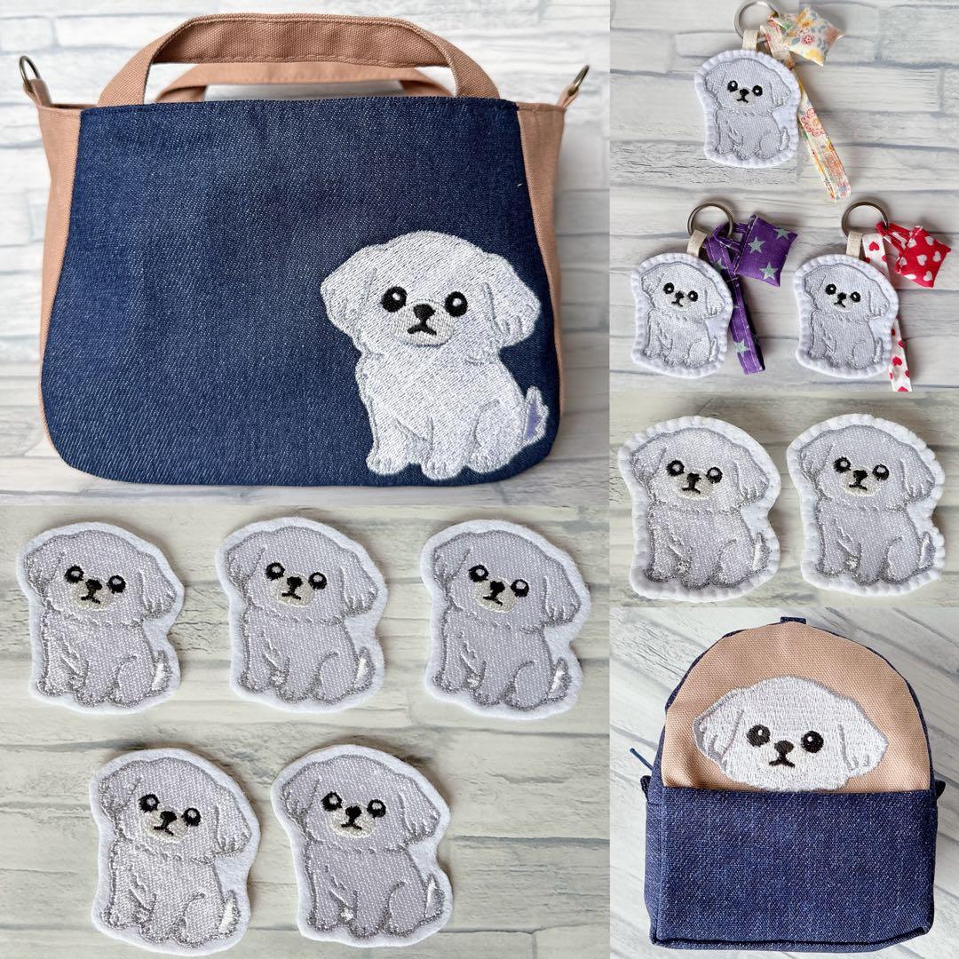 専用　ハンドメイド　刺繍　ペキニーズ　ミニトートバッグ　お散歩　お出かけ　犬