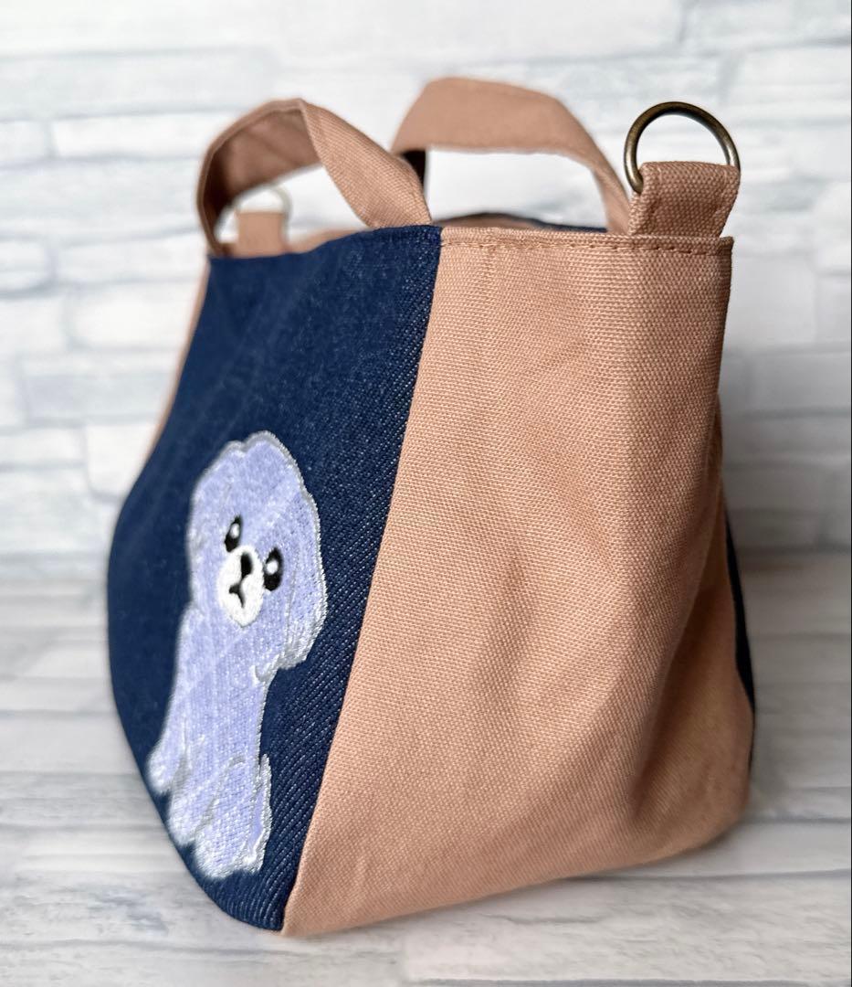 専用　ハンドメイド　刺繍　ペキニーズ　ミニトートバッグ　お散歩　お出かけ　犬