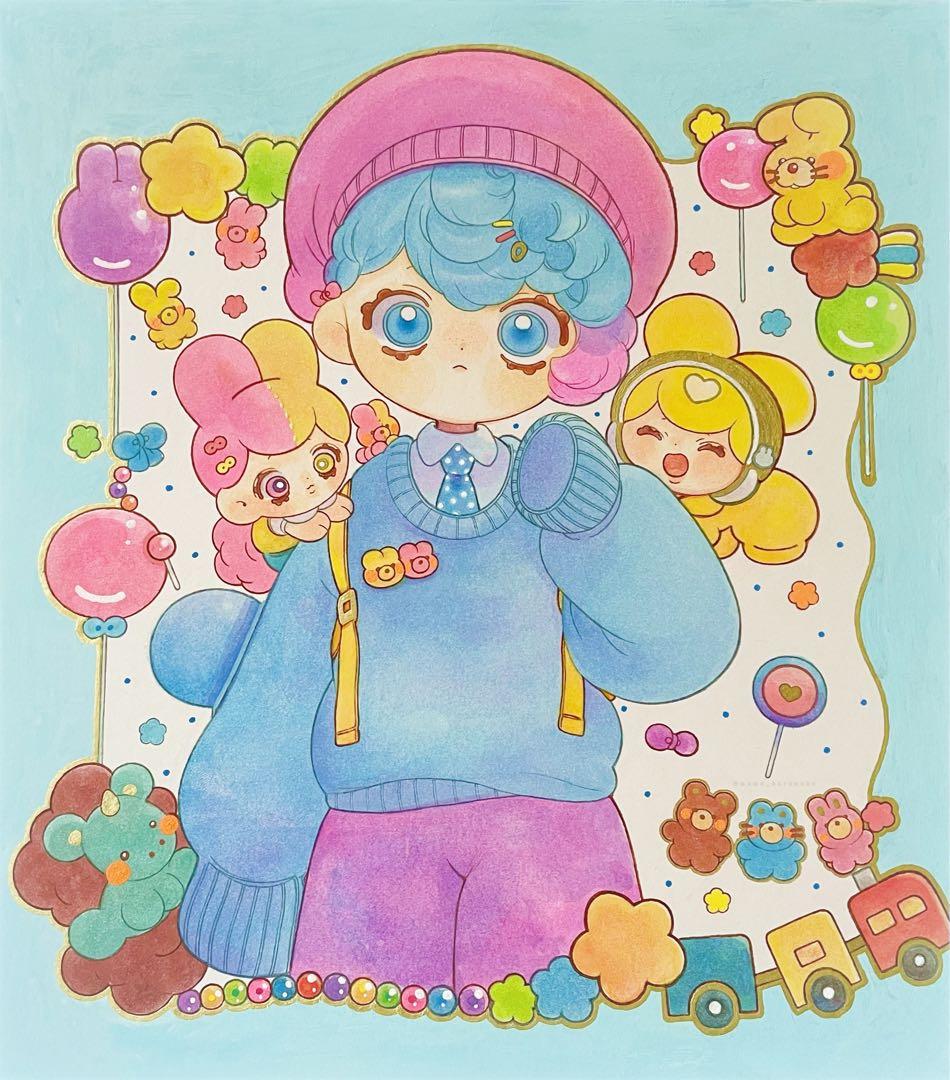手描き オリジナルイラスト 大色紙 額装 原画