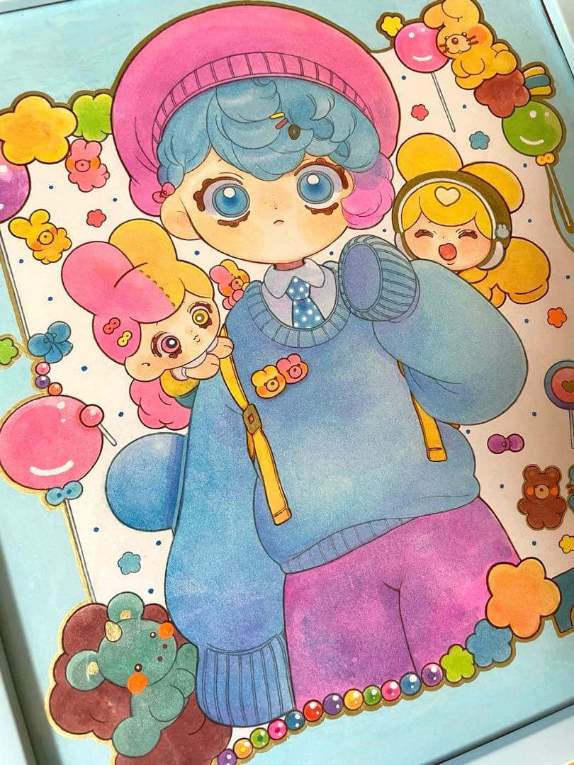 手描き オリジナルイラスト 大色紙 額装 原画