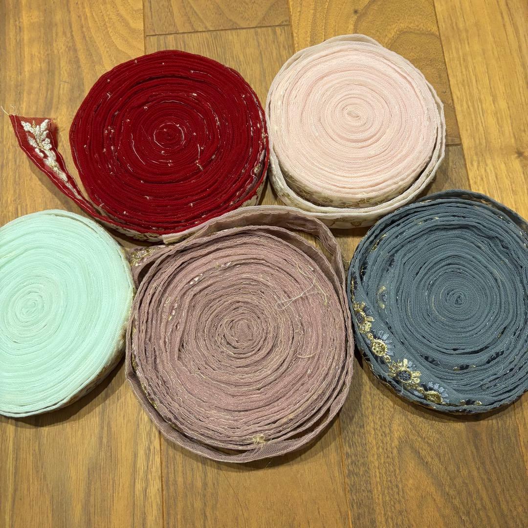 インド刺繍リボン　まとめ売り　花柄　ハンドメイド　資材　チュール