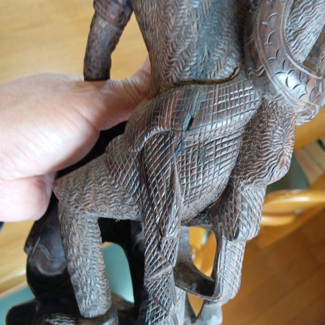 オマケ付 水に沈みます(黒壇）木製神話的生物彫刻 約36cm ハヌーマン バリ島