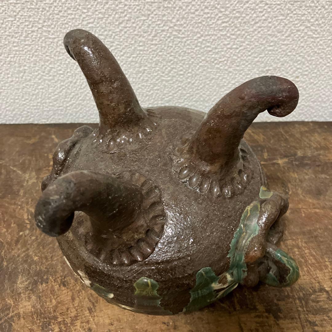 江戸時代　上野焼三足香炉　(蓋無し) 遠州七窯