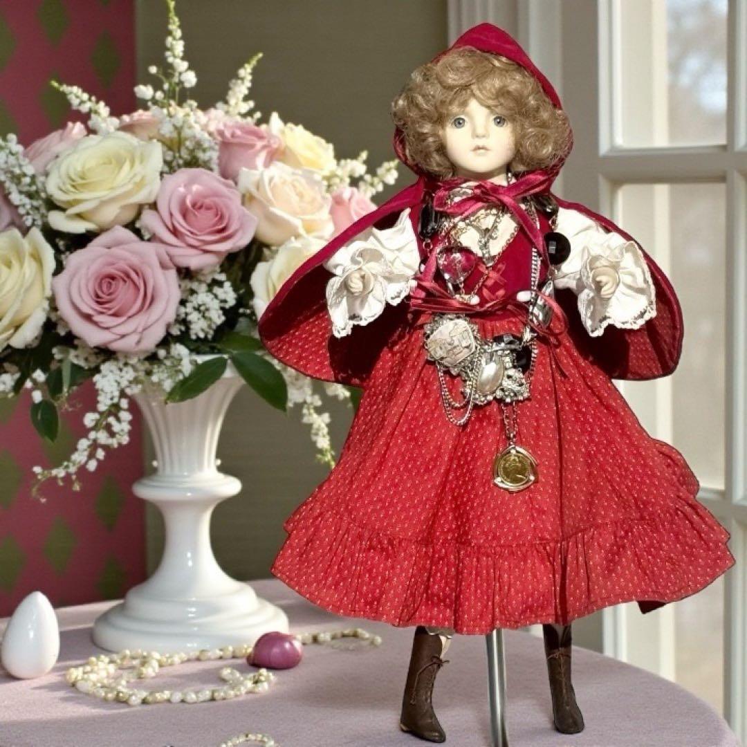 ビスクドール 赤ずきん 若月まり子 作家 作品 ドールスタンド付き シェルカメオ