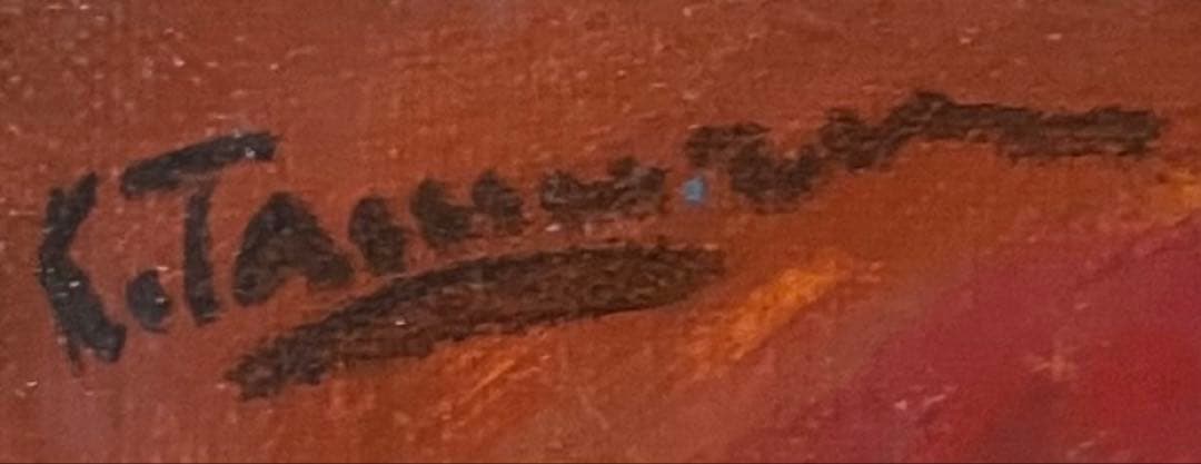 田村孝之介　油彩　帽子の人形　4号　タトウ箱　b446