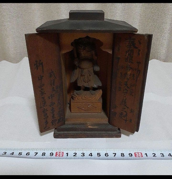 レア　江戸期　帝釈天　立像　厨子　仏像
