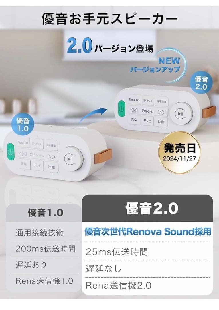 手元スピーカー テレビ用 優音 Youon 【2025年最新ゼロ遅延版】