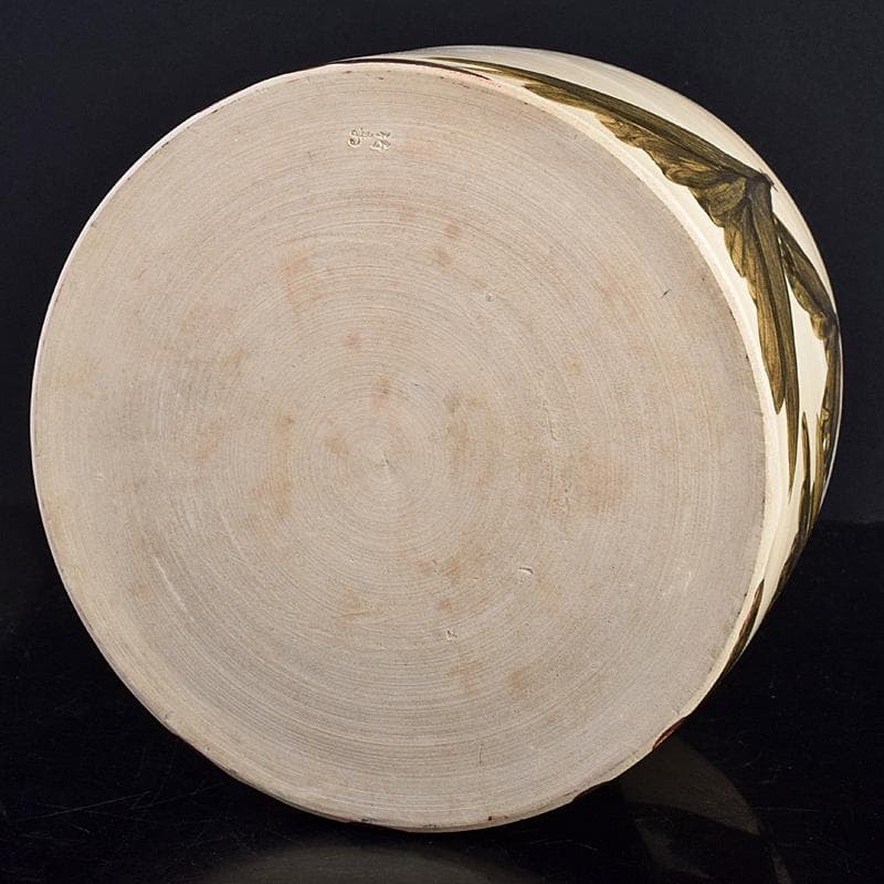 京焼　三浦竹軒造　鉄絵　鳥山水図　水指　共布共箱二重箱　C　R8833B