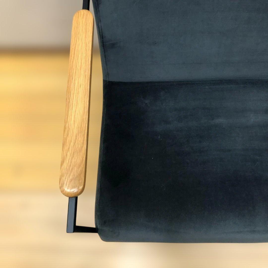 木肘チェア ソファ 北欧風 モダン インテリア ベロア調 88269-1