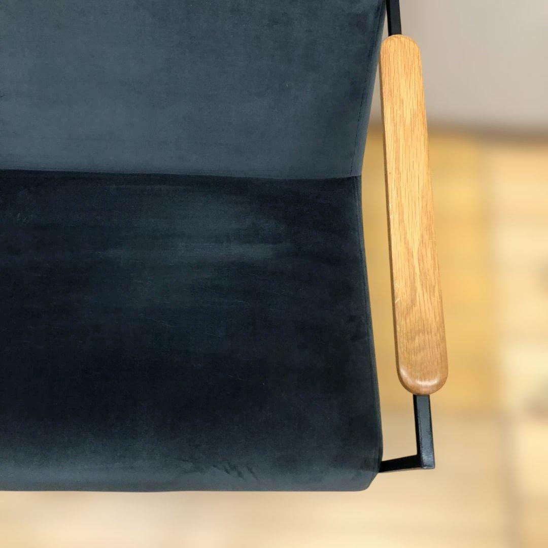 木肘チェア ソファ 北欧風 モダン インテリア ベロア調 88269-1