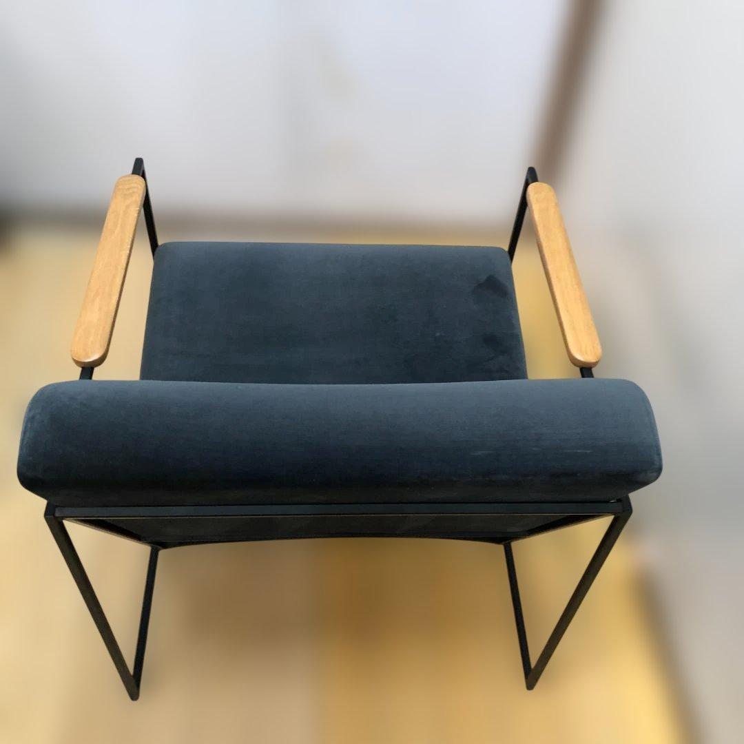 木肘チェア ソファ 北欧風 モダン インテリア ベロア調 88269-1