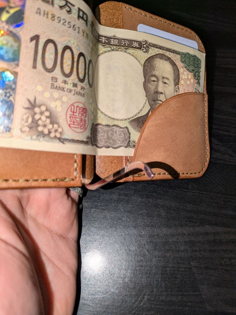 イタリアンレザー マネークリップ式 コンパクトウォレット 財布 本革 3