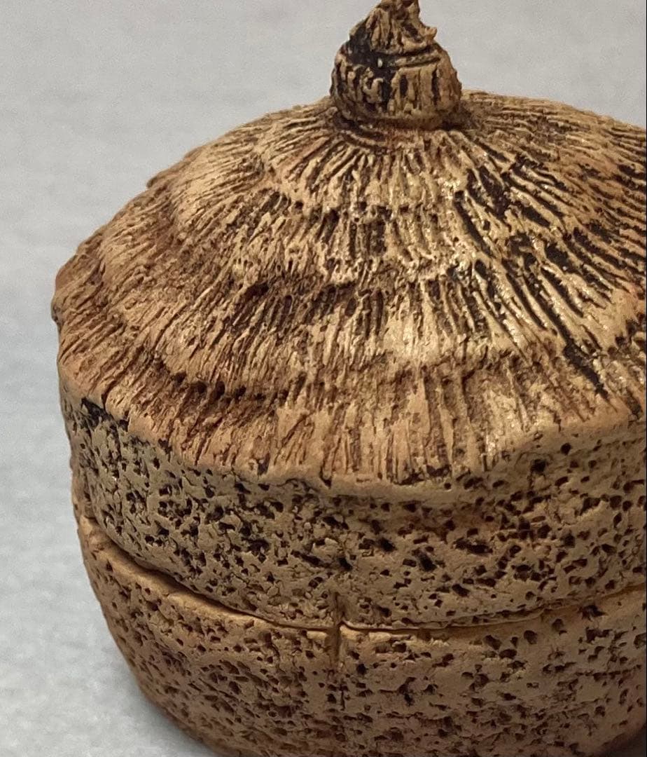 B264h 「わらぐろ香合」佐々木二六作　二六焼　共布共箱　茶道具　愛媛　天神蟹