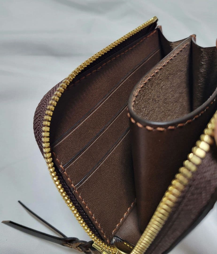 L字ファスナー財布　レザークラフト　ミニ財布　小銭入れ　ハンドメイド